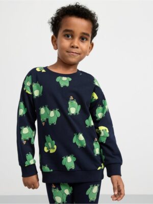 Sweatshirt with brushed inside and frogs - 8545530-2521