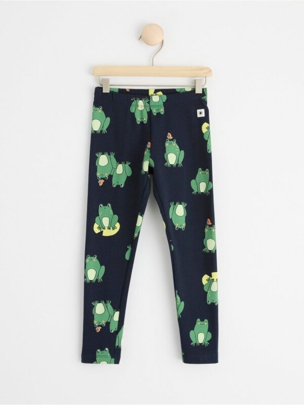 Leggings with brushed inside and frogs - 8545534-2521