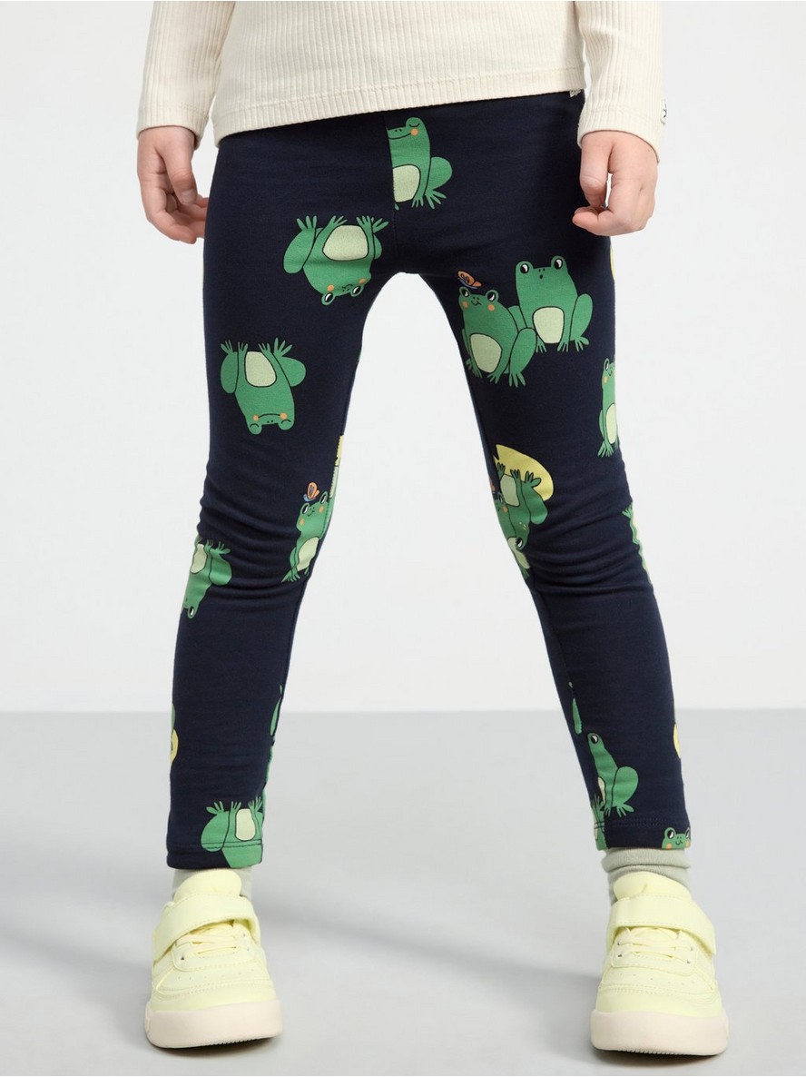 Leggings with brushed inside and frogs - 8545534-2521