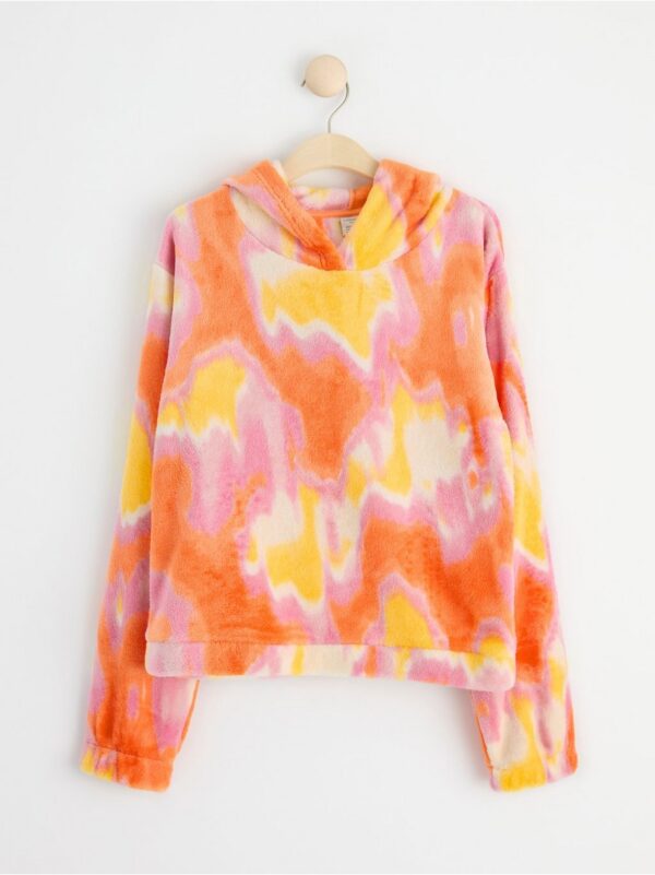 Fluffy hoodie with tie dye print - 8527381-2887