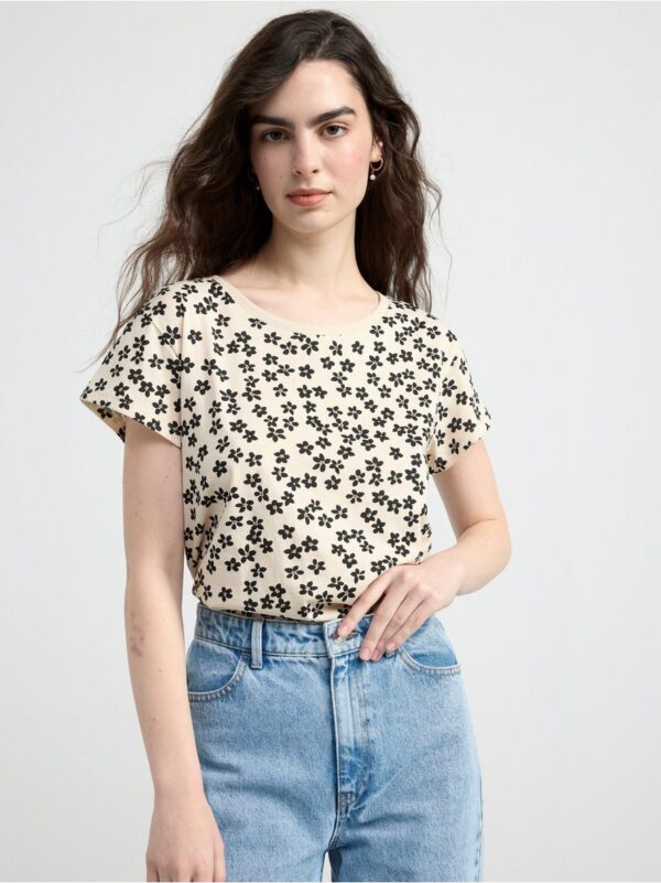 Short sleeve top with flowers - 8534508-8399