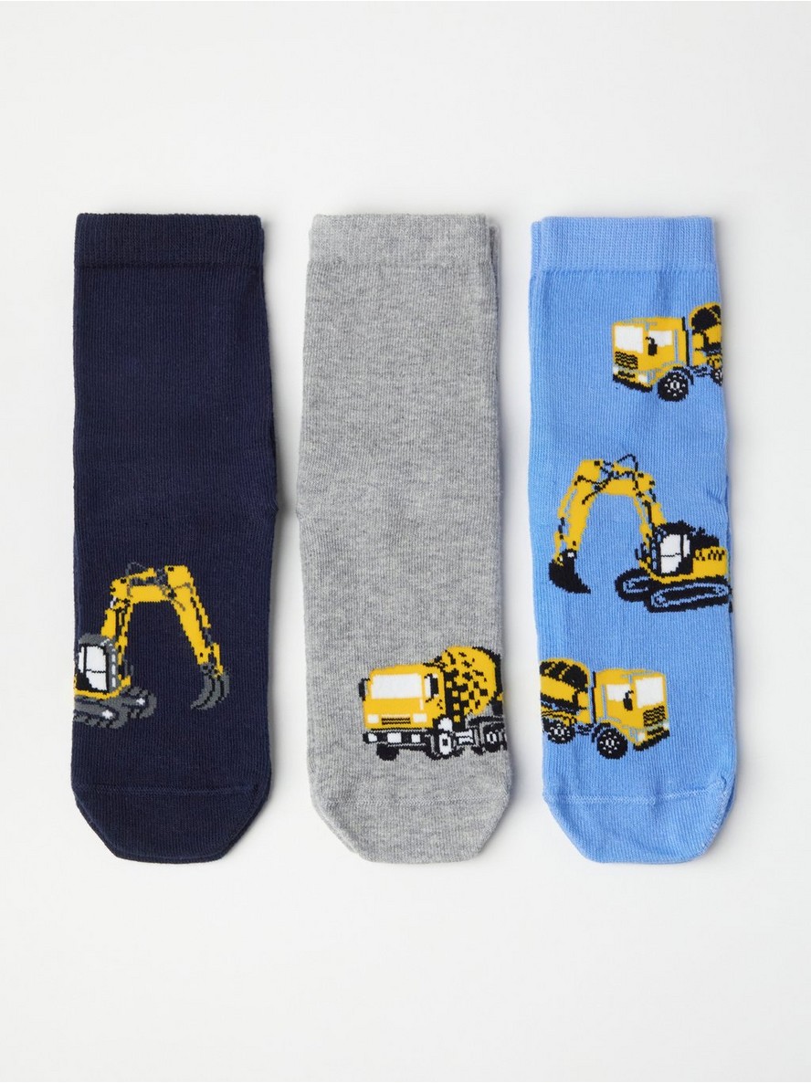 Carape – 3-pack socks with antislip construction vehicles