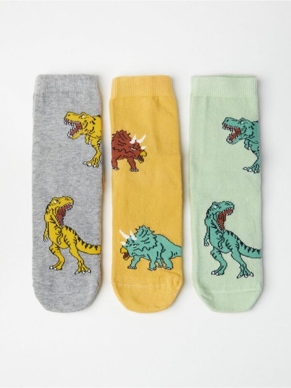 3-pack socks with antislip and dinosaurs - 8538714-9567
