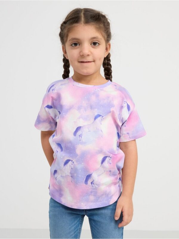 Short sleeve top with unicorns - 8540298-325