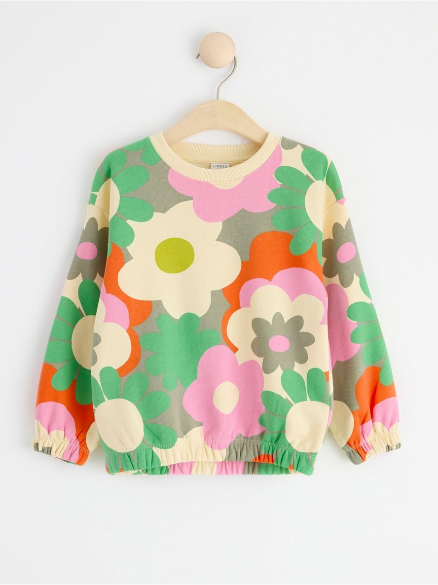 Dukserica – Sweatshirt with flowers and brushed inside