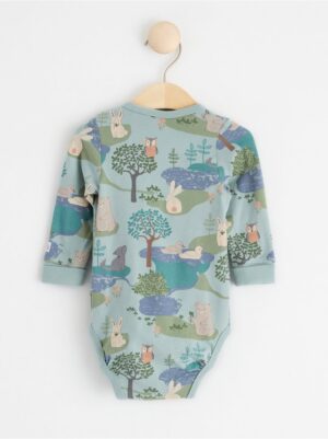 Wrap bodysuit with forest animals - 8552051-7682