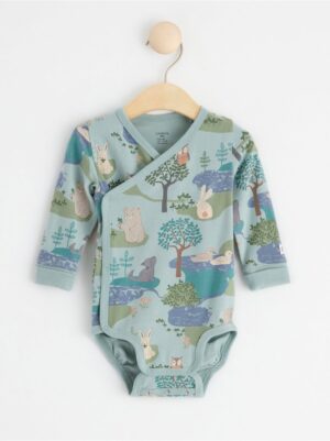 Wrap bodysuit with forest animals - 8552051-7682