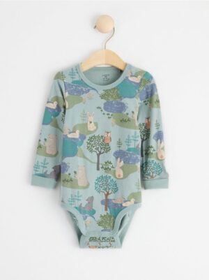 Long sleeve bodysuit with forest animals - 8552052-7682