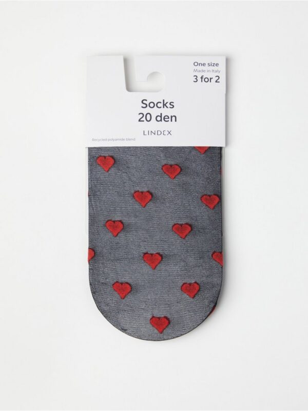 20 denier socks with hearts - 8553917-80