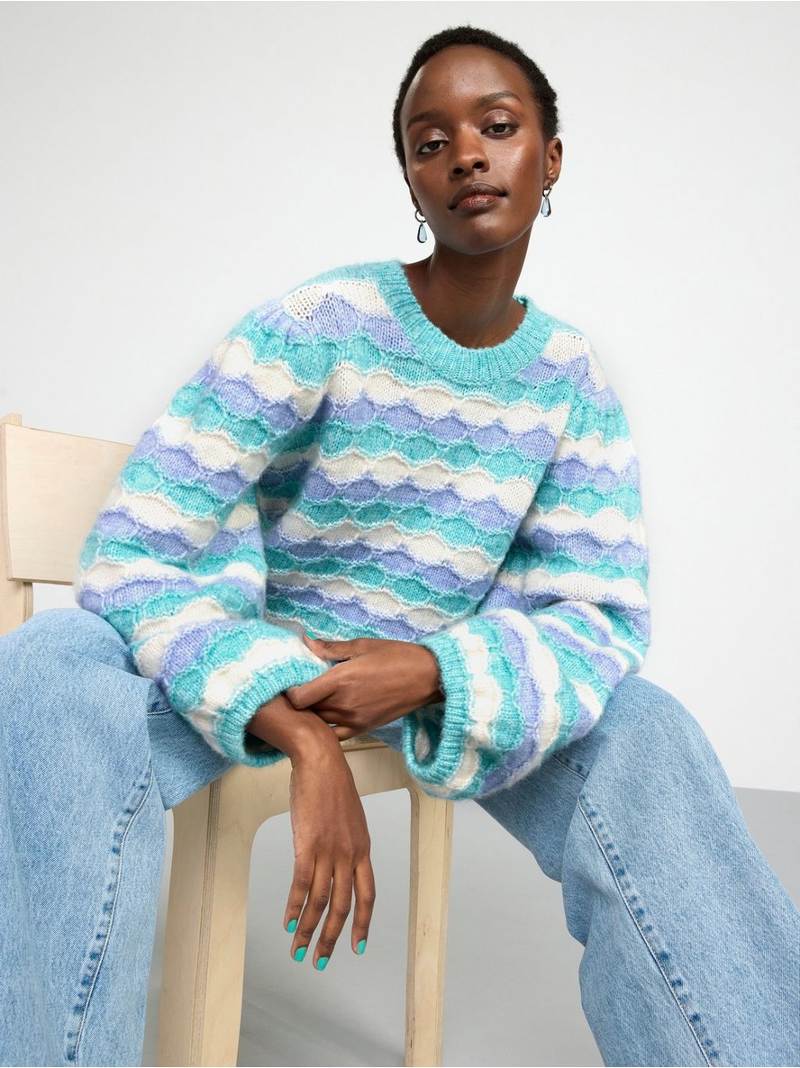 Pattern knit jumper with stripes - 8566885-9616