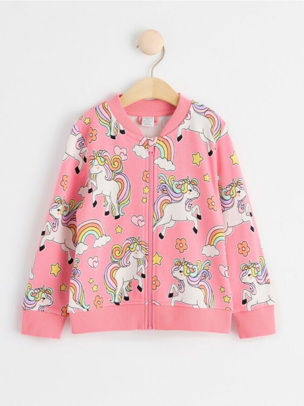 Sweater with zipper and unicorns - 8571252-1031
