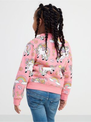 Sweater with zipper and unicorns - 8571252-1031
