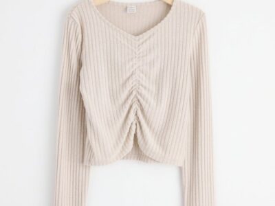 Ribbed top with gathering - 8573425-9805