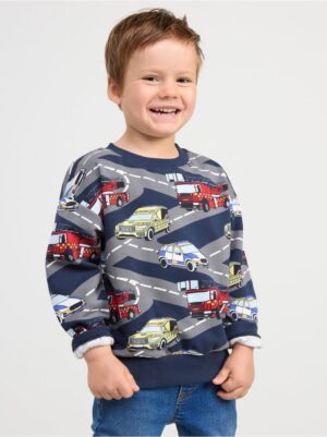 Sweatshirt with cars and brushed inside - 8576756-2521