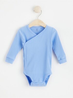 Ribbed wrap bodysuit with long sleeves - 8002778-7483