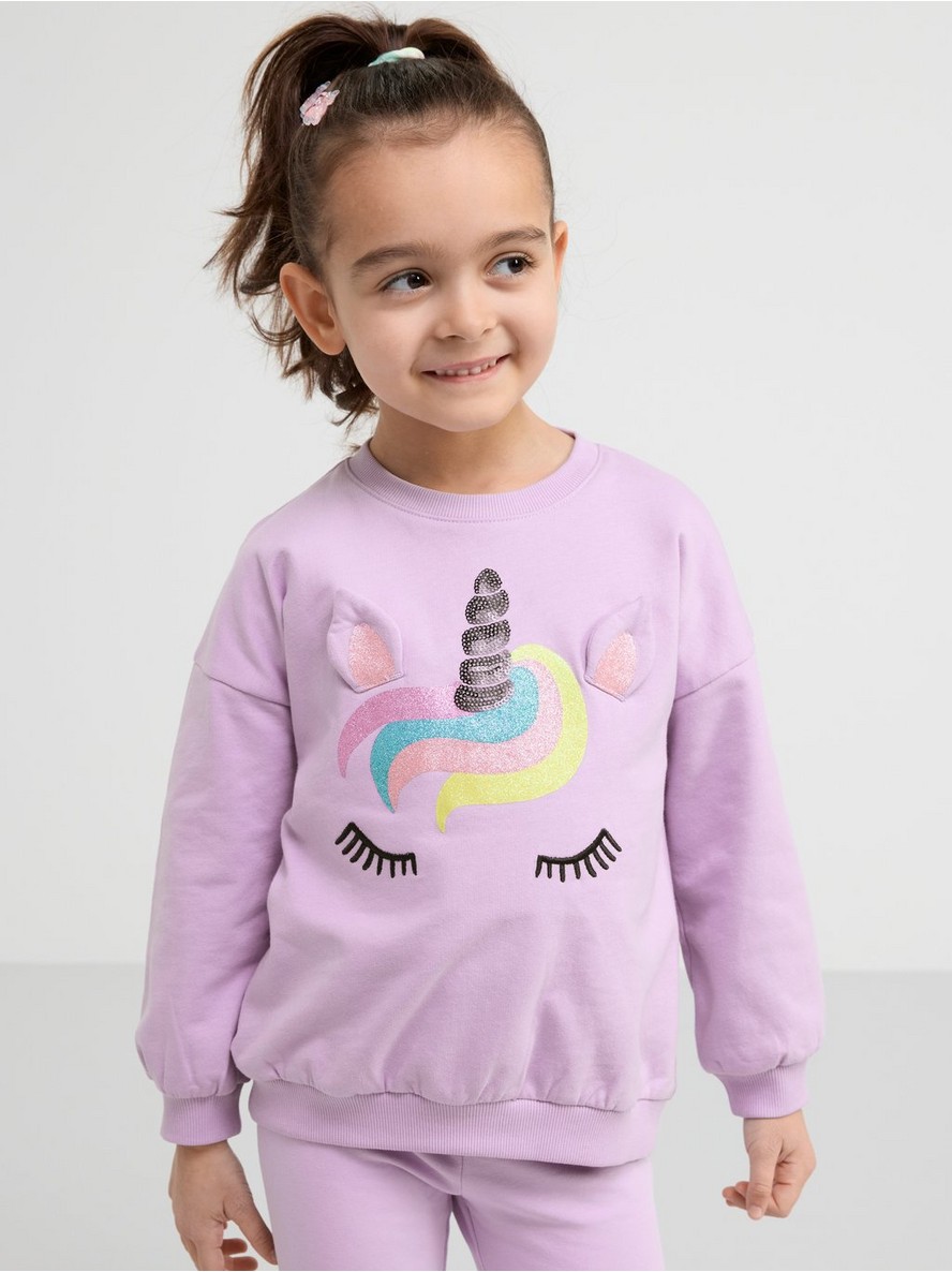 Sweatshirt with brushed inside and unicorn - 8463252-6965