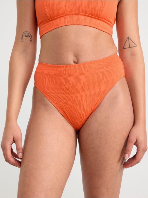 High waist bikini bottom with crinkled texture - 8492832-4362