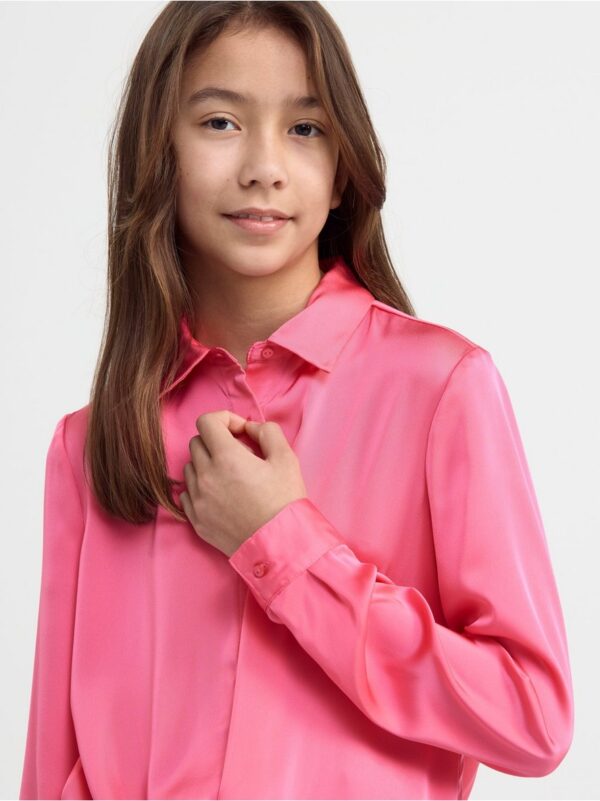 Long sleeve satin blouse - 8529391-9860
