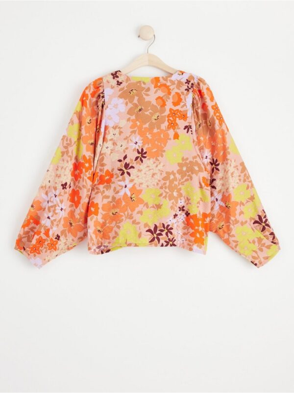 Patterned blouse with puff sleeves - 8535800-9617