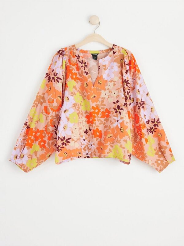 Patterned blouse with puff sleeves - 8535800-9617