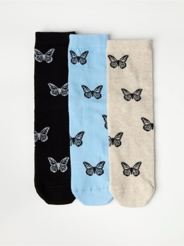 3-pack socks with butterflies - 8539139-2199