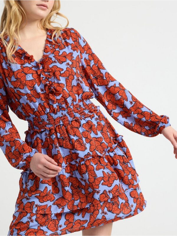 Long sleeve dress with flounces - 8540160-7713