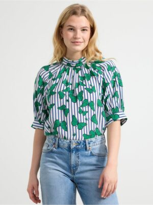 Short sleeve blouse with allover pattern - 8541739-7856