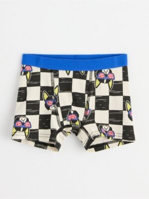 Boxer shorts with dog and checked print - 8542237-80