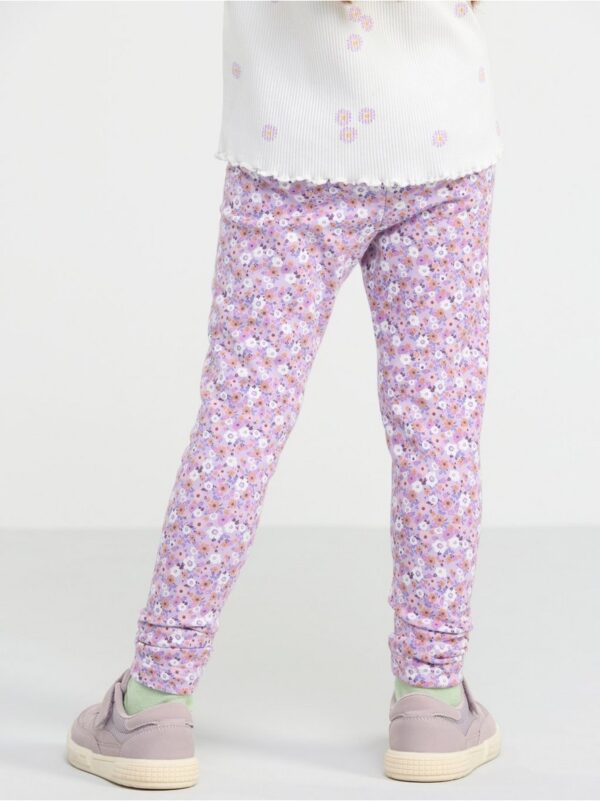 Leggings with brushed inside and flowers - 8542303-6965