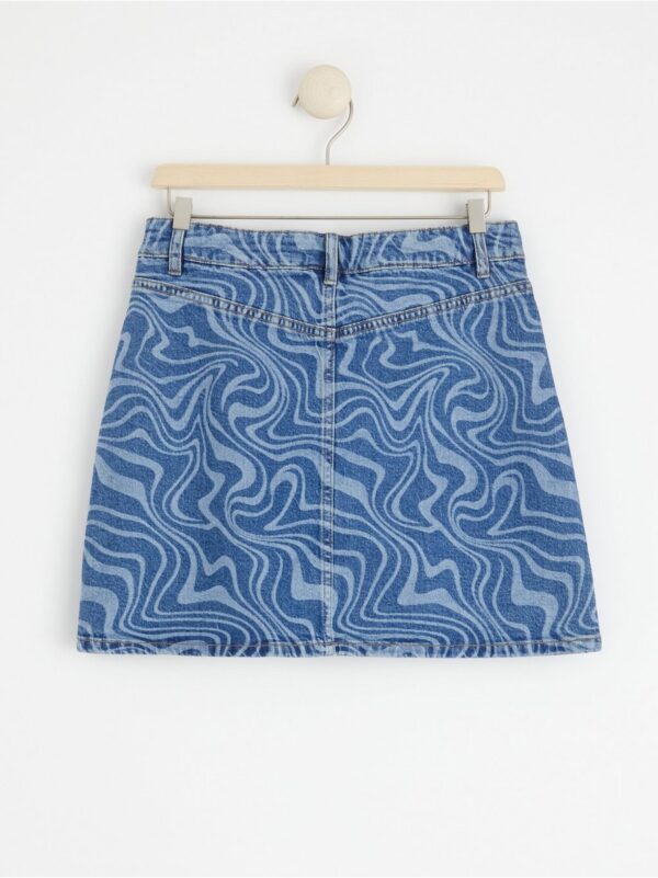 Denim skirt with swirl pattern - 8542616-790