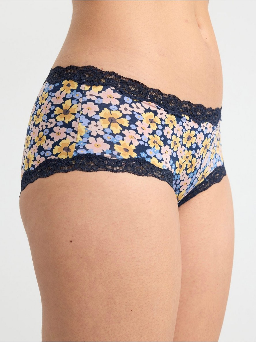 Regular waist briefs with lace trim and flowers - 8542835-2150