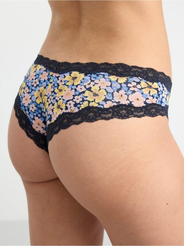 Brazilian low waist briefs with high leg cut and flowers - 8542836-2150