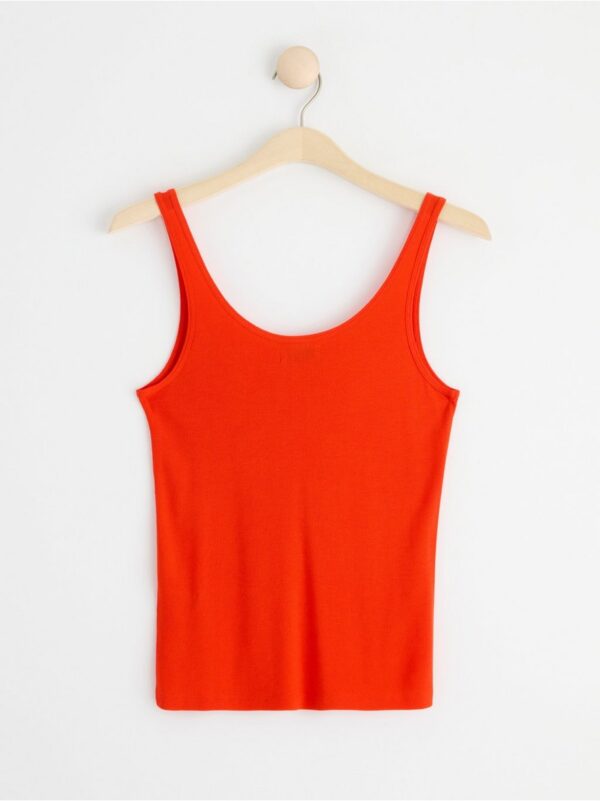 Ribbed tank top with button placket - 8543707-6787