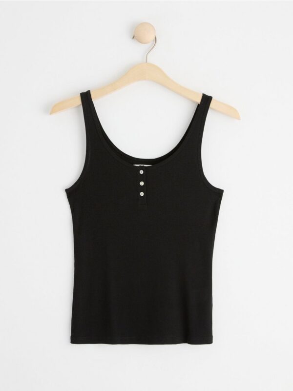 Ribbed tank top with button placket - 8543707-80