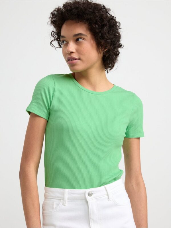 Ribbed short sleeve top - 8555247-1209