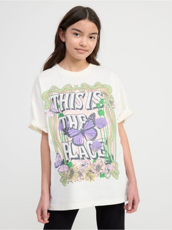 Oversize t-shirt with front print - 8558536-325