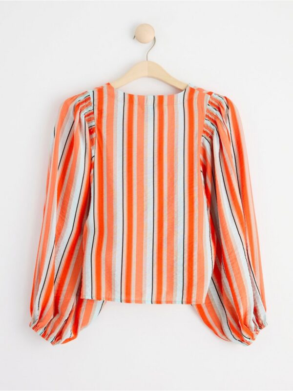 Striped puff sleeve blouse - 8560203-7813