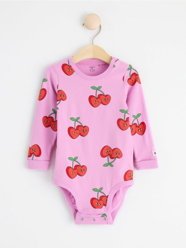 Long sleeve bodysuit with cherry hearts - 8563547-9857