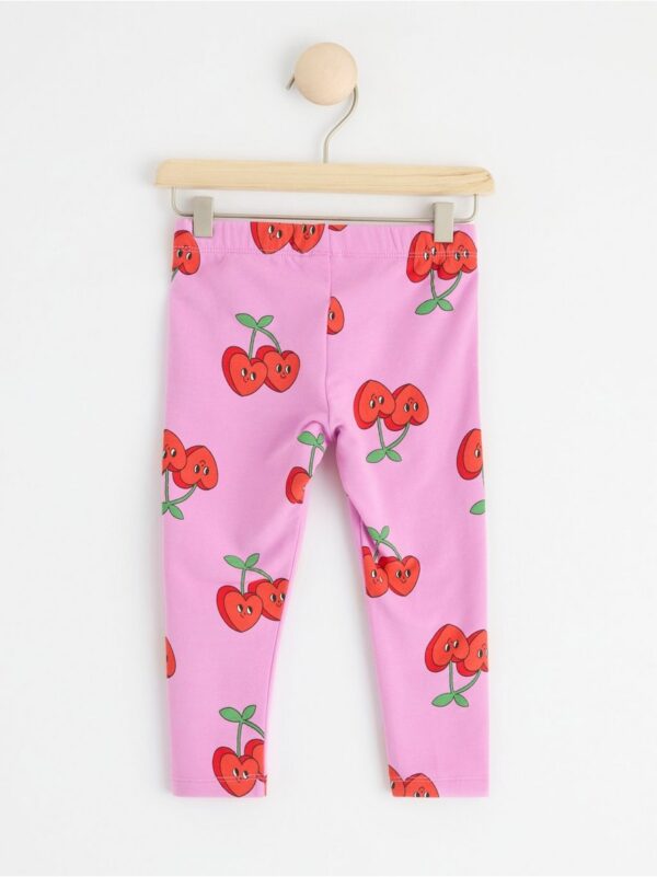 Leggings with cherry hearts and brushed inside - 8563562-9857