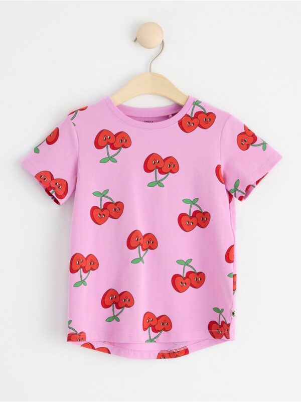 Short sleeve top with cherry hearts - 8571307-9857