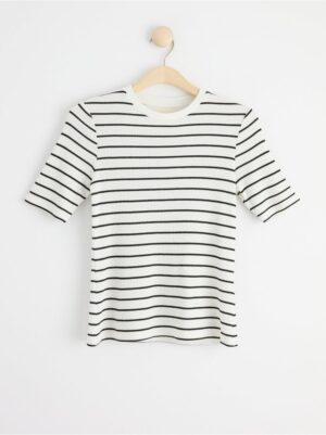 Ribbed short sleeved top with stripes - 8571649-300