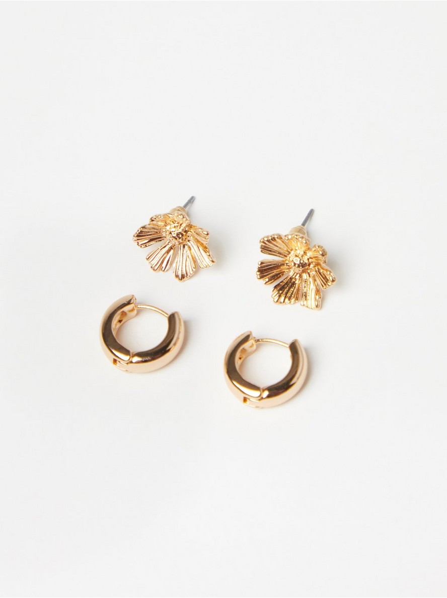 Mindjuse – 2-pack flower and hoop earrings