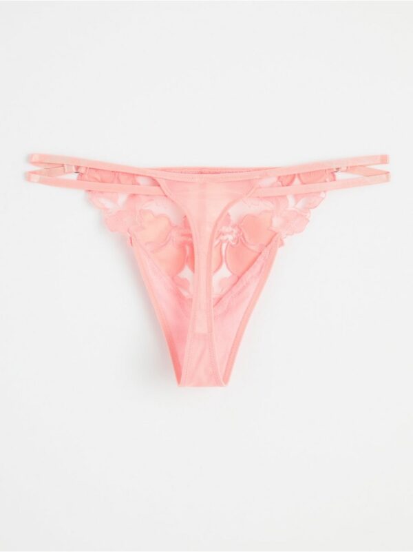 ella m – Thong low waist with embroidered mesh - 8521122-8720