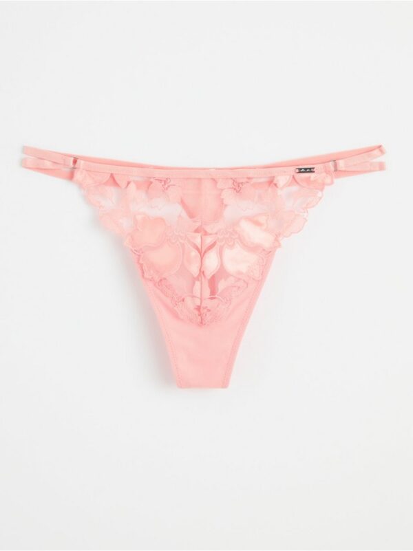 ella m – Thong low waist with embroidered mesh - 8521122-8720