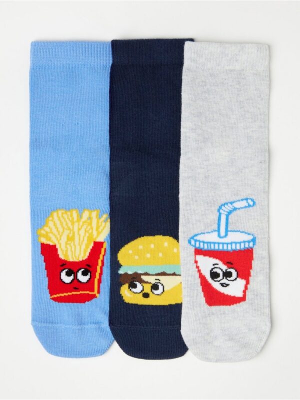 3-pack socks with food motifs - 8538726-6683