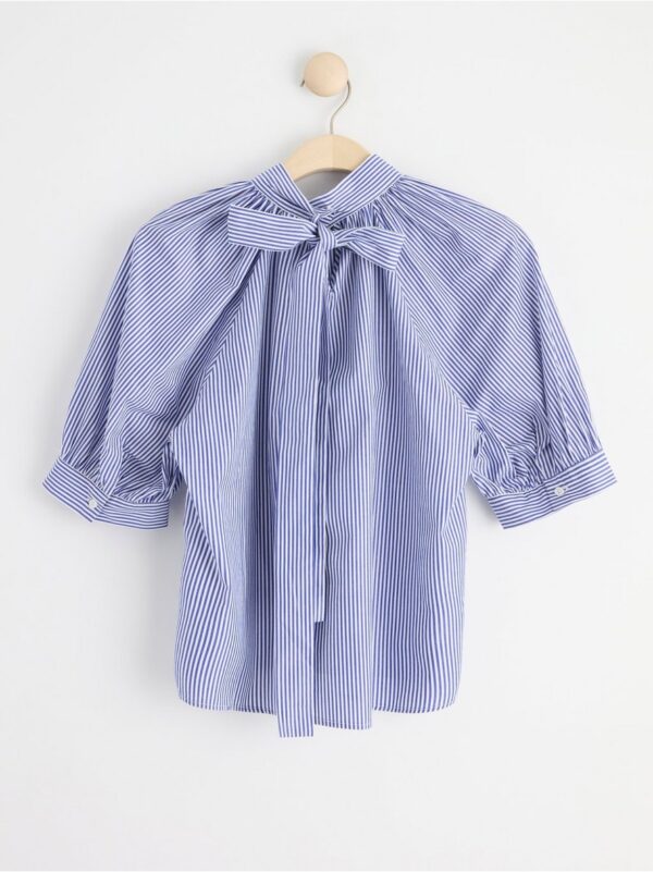 Puff sleeve blouse with stripes - 8540400-6838