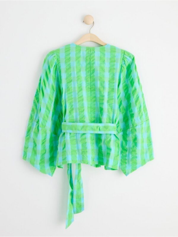 Checked blouse with wide sleeves - 8542832-5930