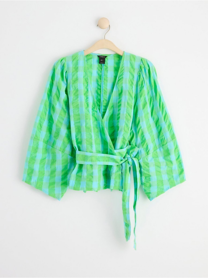 Bluza – Checked blouse with wide sleeves