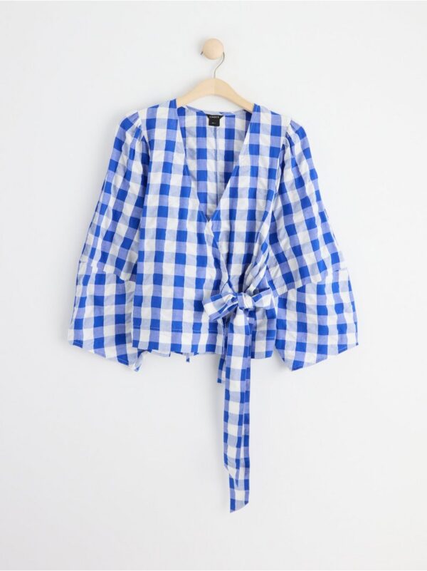 Checked blouse with wide sleeves - 8542832-9614
