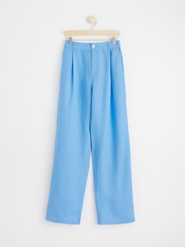 Wide linen blend trousers - 8543233-8861